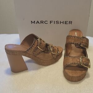 Marc Fisher DALEN2, Block Heel Slip-on Platform Sandals, NIB